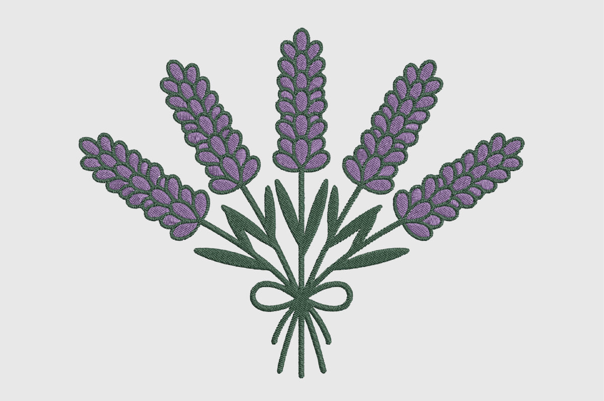 Lavender Bouquet Flowers Embroidery Design – Beautiful Lavender Flower Machine Embroidery Pattern, Elegant Floral & Botanical Embroidery Design