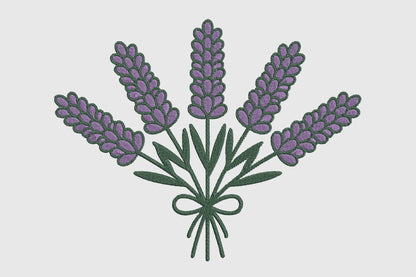 Lavender Bouquet Flowers Embroidery Design – Beautiful Lavender Flower Machine Embroidery Pattern, Elegant Floral & Botanical Embroidery Design