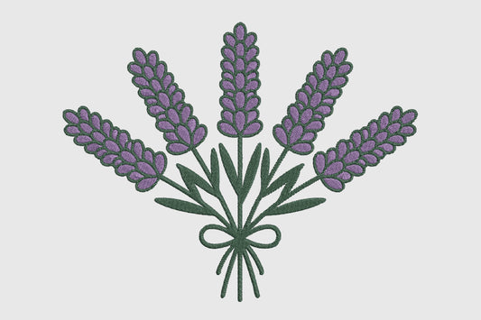 Lavender Bouquet Flowers Embroidery Design – Beautiful Lavender Flower Machine Embroidery Pattern, Elegant Floral & Botanical Embroidery Design