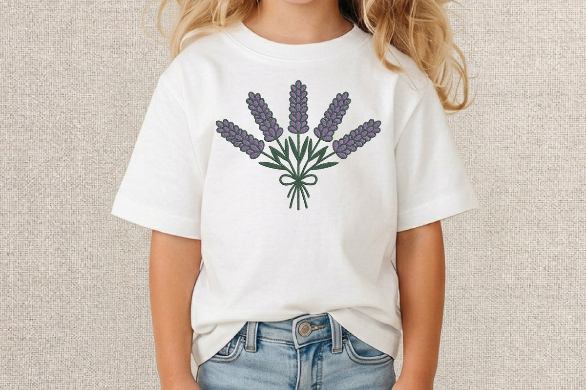 Lavender Bouquet Flowers Embroidery Design – Beautiful Lavender Flower Machine Embroidery Pattern, Elegant Floral & Botanical Embroidery Design