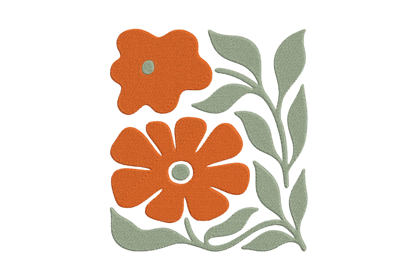 Orange Flowers Embroidery Design – Beautiful Orange Floral Machine Embroidery Pattern, Elegant Flower Embroidery Design