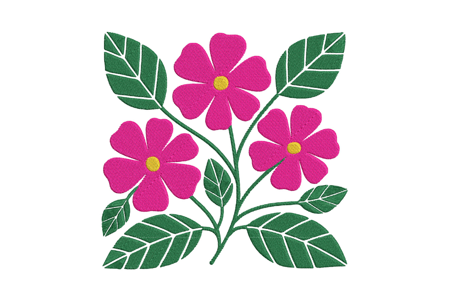 Pink Flowers Embroidery Design – Beautiful Pink Floral Machine Embroidery Pattern, Elegant Flower Embroidery Design