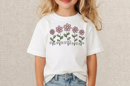 Pink Flowers Embroidery Design – Beautiful Pink Floral Machine Embroidery Pattern, Elegant Flower Embroidery Design