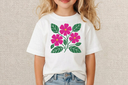Pink Flowers Embroidery Design – Beautiful Pink Floral Machine Embroidery Pattern, Elegant Flower Embroidery Design