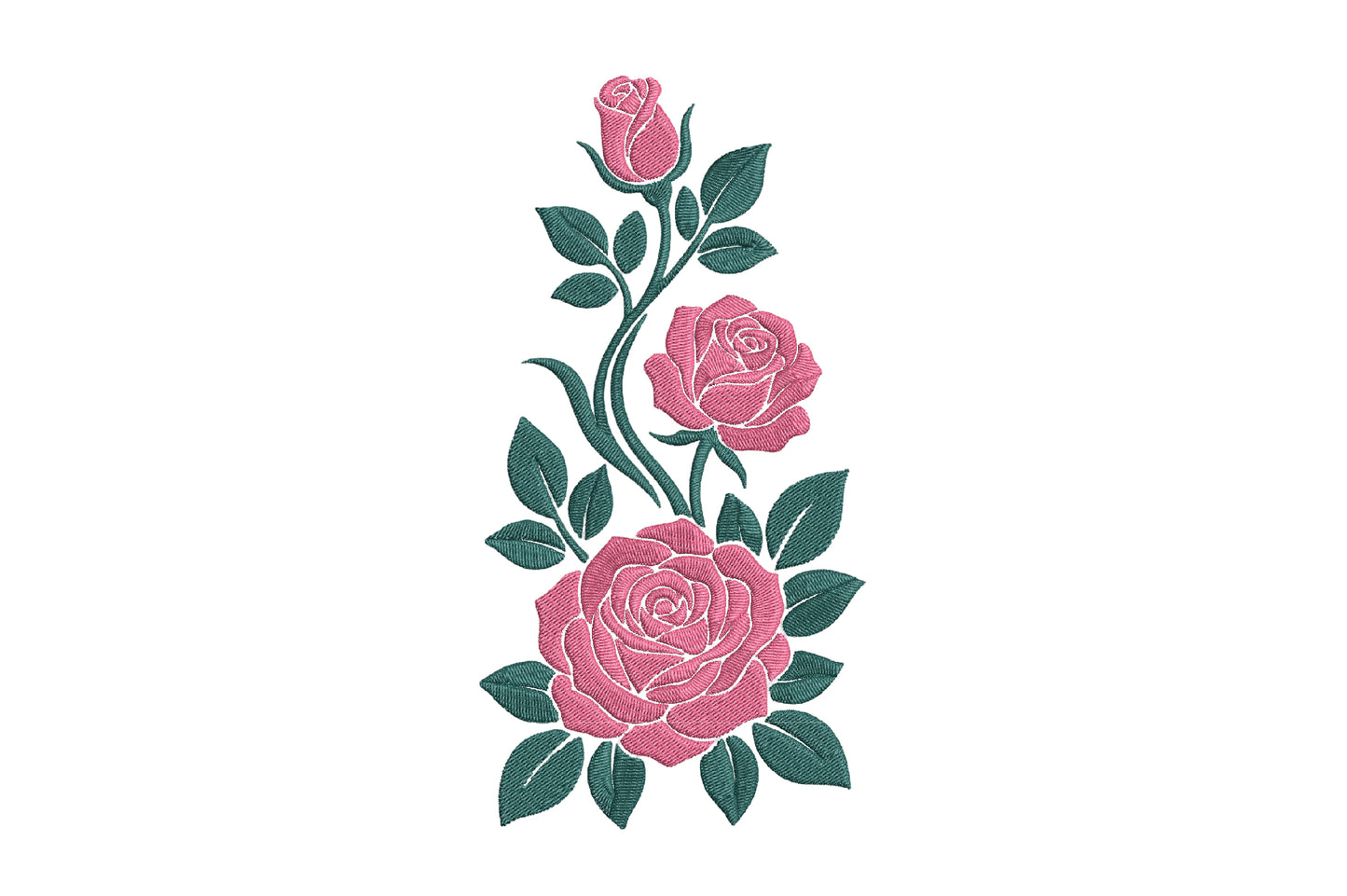 Pink Flowers Embroidery Design – Beautiful Pink Floral Machine Embroidery Pattern, Elegant Flower Embroidery Design