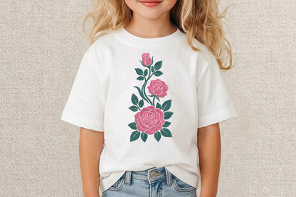 Pink Flowers Embroidery Design – Beautiful Pink Floral Machine Embroidery Pattern, Elegant Flower Embroidery Design