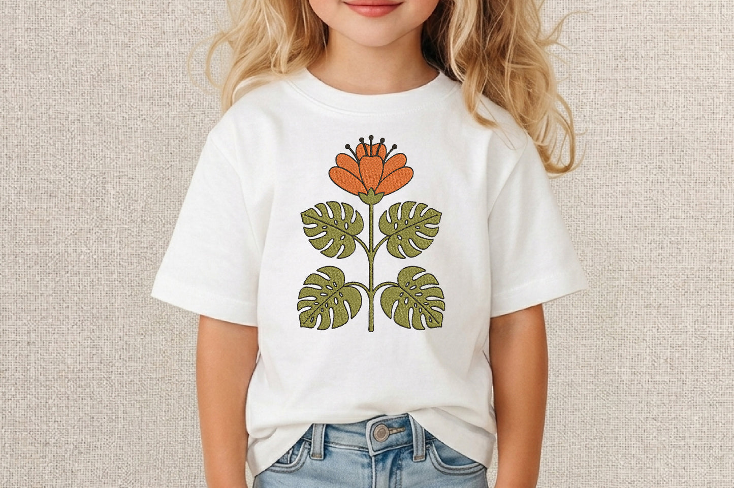 Single Orange Flower Embroidery Design – Beautiful Orange Floral Machine Embroidery Pattern, Elegant Flower Embroidery Design