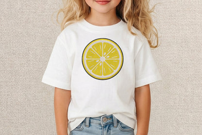 Sliced Lemon Embroidery Design – Fresh Lemon Machine Embroidery Pattern, Cute Citrus Fruit Embroidery Design