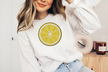 Sliced Lemon Embroidery Design – Fresh Lemon Machine Embroidery Pattern, Cute Citrus Fruit Embroidery Design