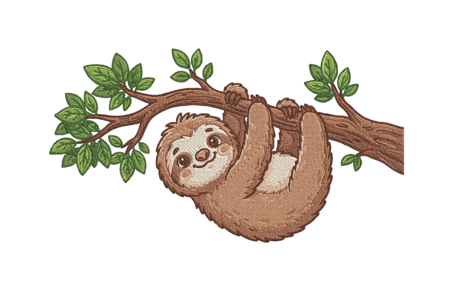 Sloth Embroidery Design – Cute Sloth Machine Embroidery Pattern, Adorable Woodland Animal Embroidery Design
