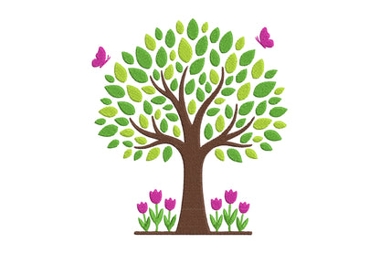 Tree Embroidery Design – Beautiful Tree Machine Embroidery Pattern, Nature & Botanical Embroidery Design