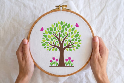 Tree Embroidery Design – Beautiful Tree Machine Embroidery Pattern, Nature & Botanical Embroidery Design