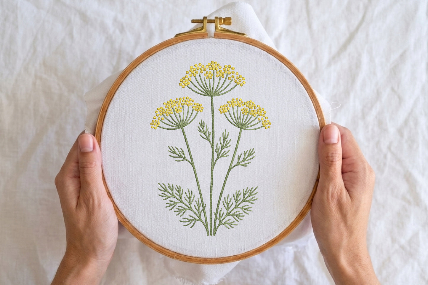 Umbel Flower Embroidery Design – Elegant Umbel Floral Machine Embroidery Pattern, Botanical Flower Embroidery Design