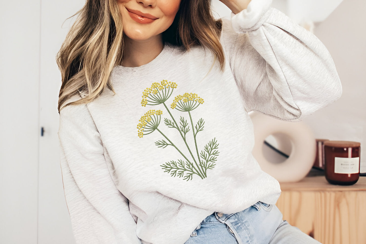 Umbel Flower Embroidery Design – Elegant Umbel Floral Machine Embroidery Pattern, Botanical Flower Embroidery Design