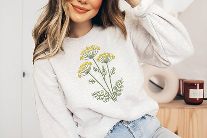 Umbel Flower Embroidery Design – Elegant Umbel Floral Machine Embroidery Pattern, Botanical Flower Embroidery Design