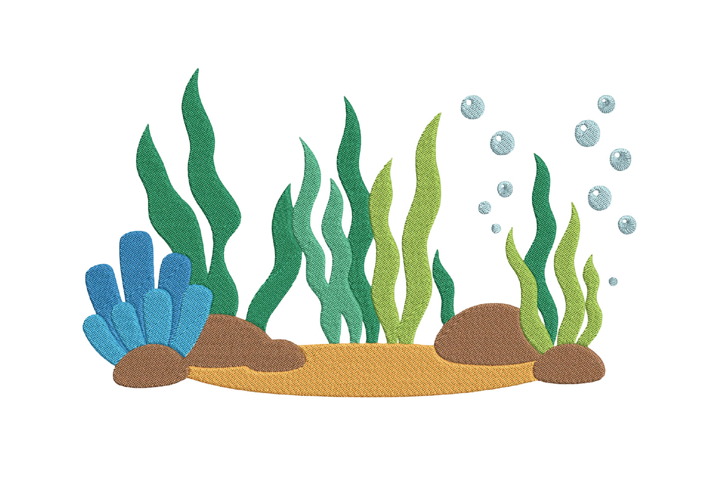 Underwater Seabed Scene Embroidery Design – Beautiful Ocean Floor Machine Embroidery Pattern, Marine Life Underwater Embroidery Design