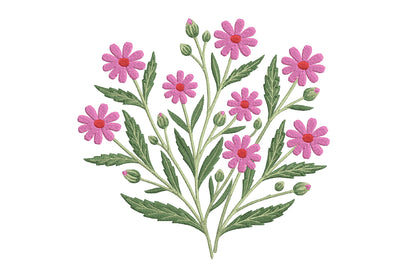 Wildflower Embroidery Design – Beautiful Wildflower Machine Embroidery Pattern, Elegant Botanical Floral Embroidery Design