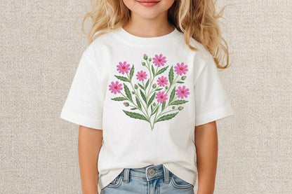 Wildflower Embroidery Design – Beautiful Wildflower Machine Embroidery Pattern, Elegant Botanical Floral Embroidery Design