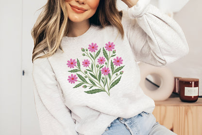 Wildflower Embroidery Design – Beautiful Wildflower Machine Embroidery Pattern, Elegant Botanical Floral Embroidery Design