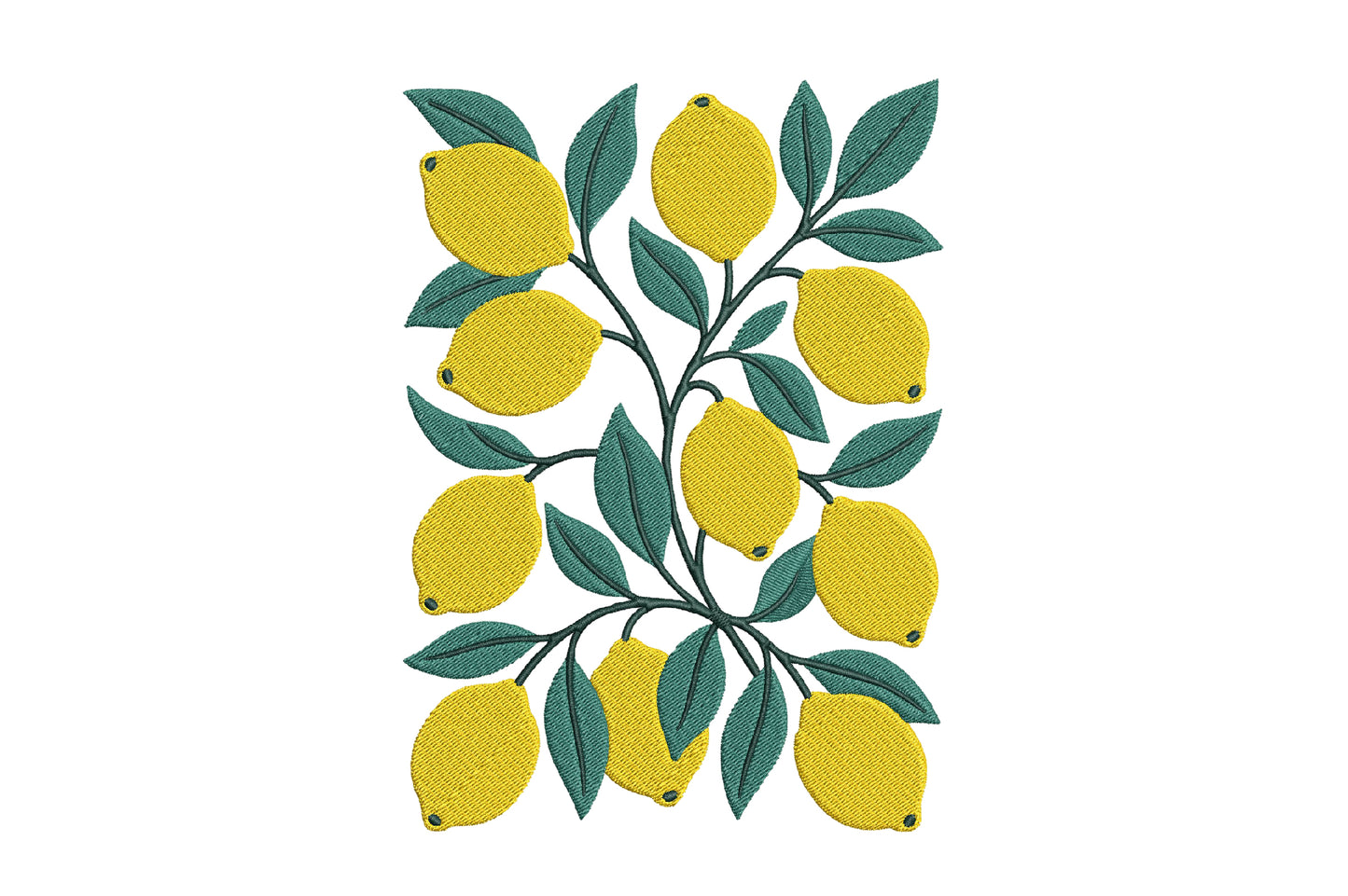 Yellow Lemons Embroidery Design – Fresh Lemon Machine Embroidery Pattern, Cute Citrus Fruit Embroidery Design