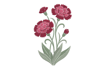 Zinnia Flowers Embroidery Design – Beautiful Zinnia Floral Machine Embroidery Pattern, Elegant Flower Embroidery Design