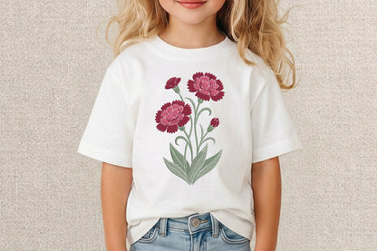 Zinnia Flowers Embroidery Design – Beautiful Zinnia Floral Machine Embroidery Pattern, Elegant Flower Embroidery Design