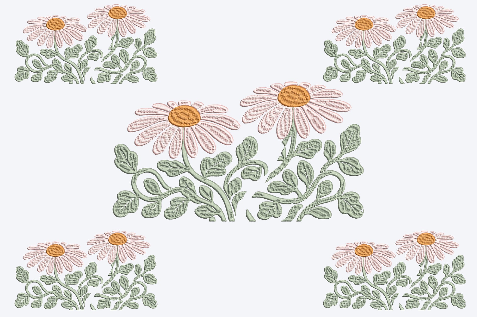 Daisies Embroidery Design – Beautiful Daisy Flower Machine Embroidery Pattern, Elegant Floral Embroidery Design
