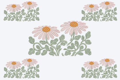 Daisies Embroidery Design – Beautiful Daisy Flower Machine Embroidery Pattern, Elegant Floral Embroidery Design