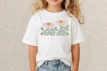 Daisies Embroidery Design – Beautiful Daisy Flower Machine Embroidery Pattern, Elegant Floral Embroidery Design
