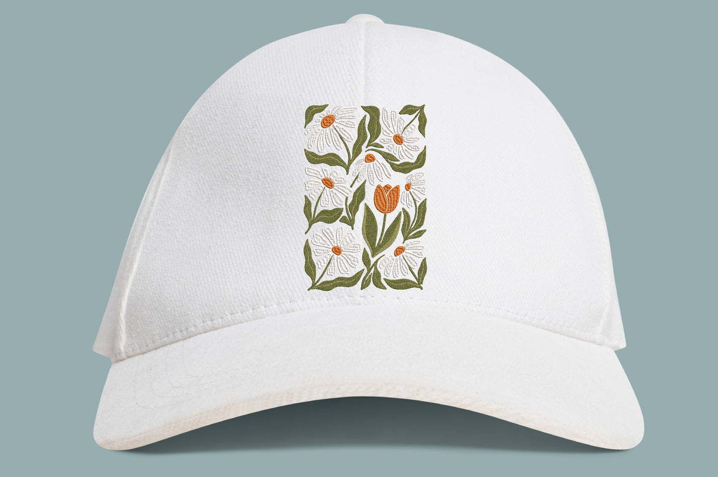 Daisies and Tulip Embroidery Design – Beautiful Daisy & Tulip Floral Machine Embroidery Pattern, Elegant Botanical Flower Embroidery Design