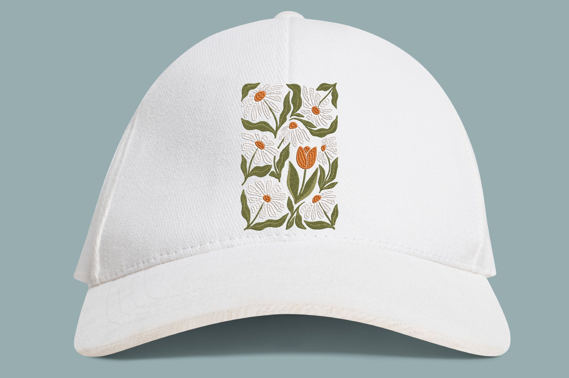 Daisies and Tulip Embroidery Design – Beautiful Daisy & Tulip Floral Machine Embroidery Pattern, Elegant Botanical Flower Embroidery Design