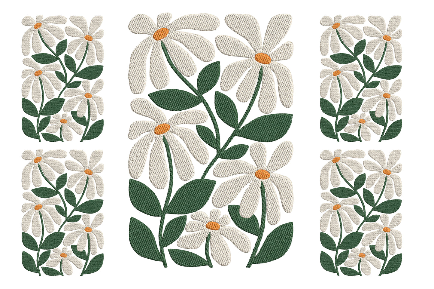 Daisy Flowers Embroidery Design – Beautiful Daisy Floral Machine Embroidery Pattern, Elegant Flower Embroidery Design