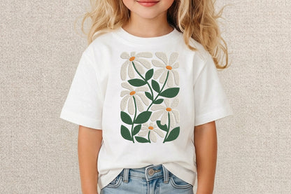 Daisy Flowers Embroidery Design – Beautiful Daisy Floral Machine Embroidery Pattern, Elegant Flower Embroidery Design