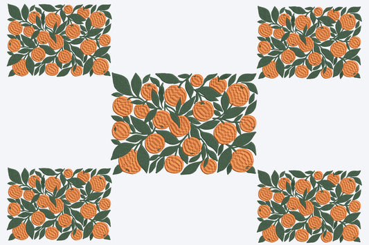 Orange Citrus Embroidery Design – Cute Orange Fruit Machine Embroidery Pattern, Fresh Citrus Botanical Embroidery Design