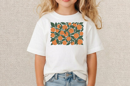 Orange Citrus Embroidery Design – Cute Orange Fruit Machine Embroidery Pattern, Fresh Citrus Botanical Embroidery Design