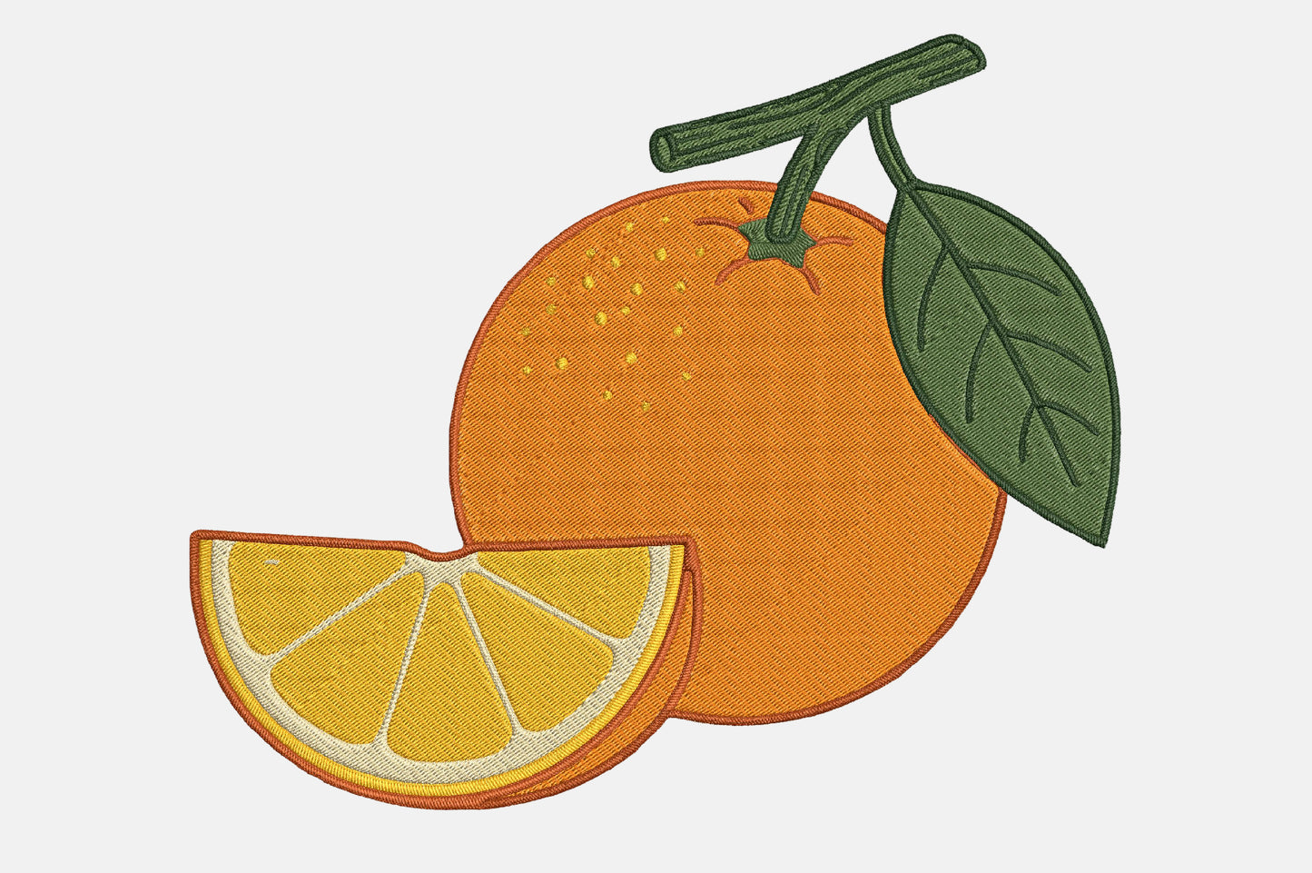 Orange Fruit Embroidery Design – Cute Orange Machine Embroidery Pattern, Fresh Citrus Fruit & Summer Kitchen Embroidery Design