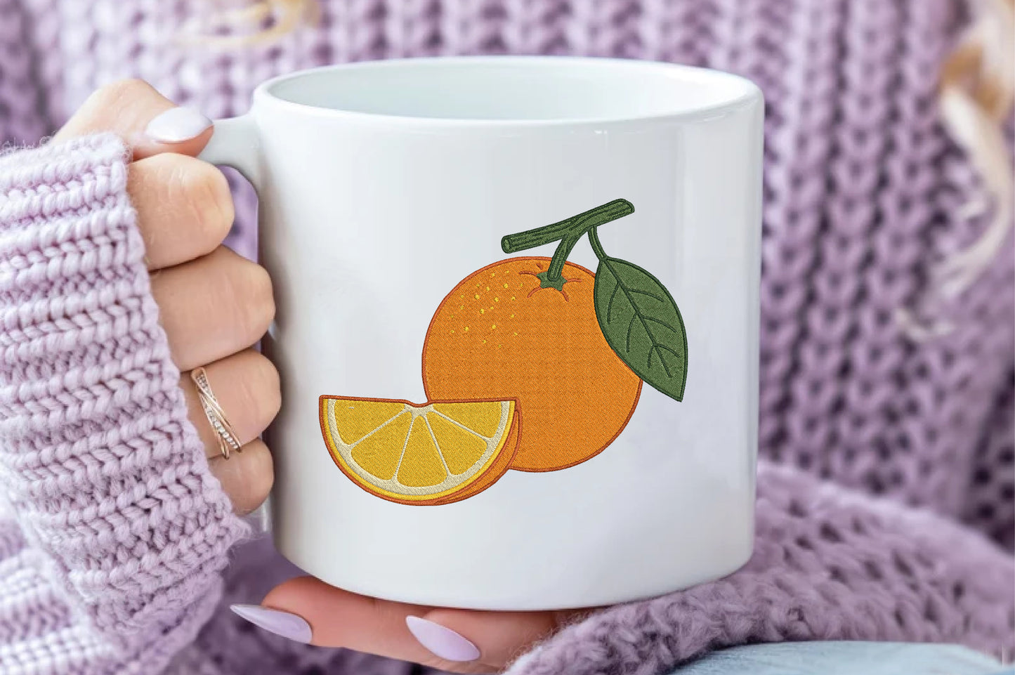 Orange Fruit Embroidery Design – Cute Orange Machine Embroidery Pattern, Fresh Citrus Fruit & Summer Kitchen Embroidery Design