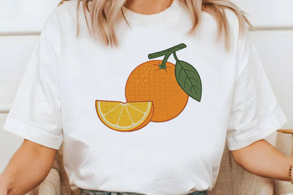 Orange Fruit Embroidery Design – Cute Orange Machine Embroidery Pattern, Fresh Citrus Fruit & Summer Kitchen Embroidery Design