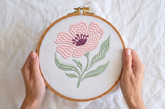 Pink Flower Embroidery Design – Beautiful Pink Floral Machine Embroidery Pattern, Elegant Flower Embroidery Design