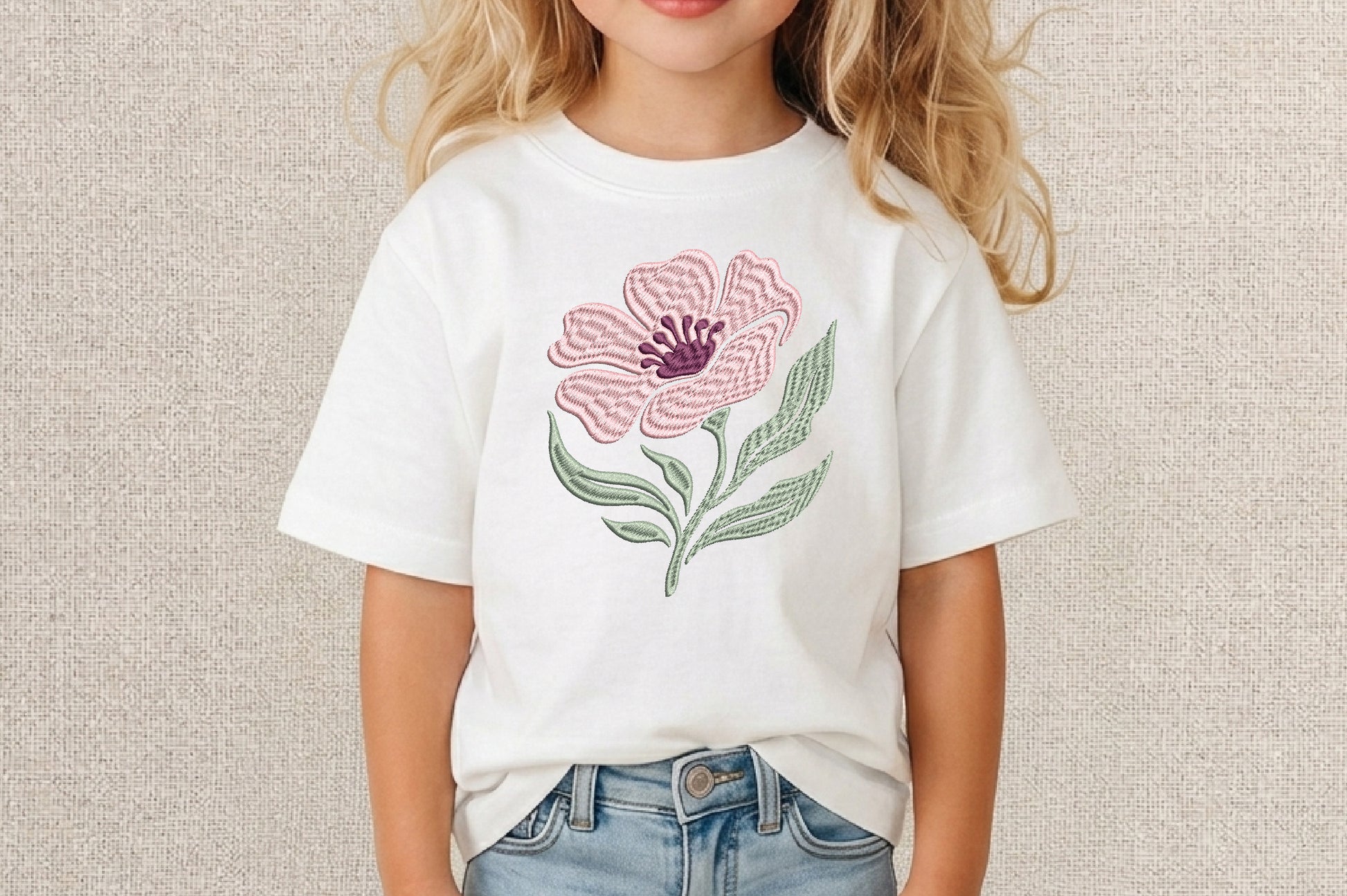 Pink Flower Embroidery Design – Beautiful Pink Floral Machine Embroidery Pattern, Elegant Flower Embroidery Design
