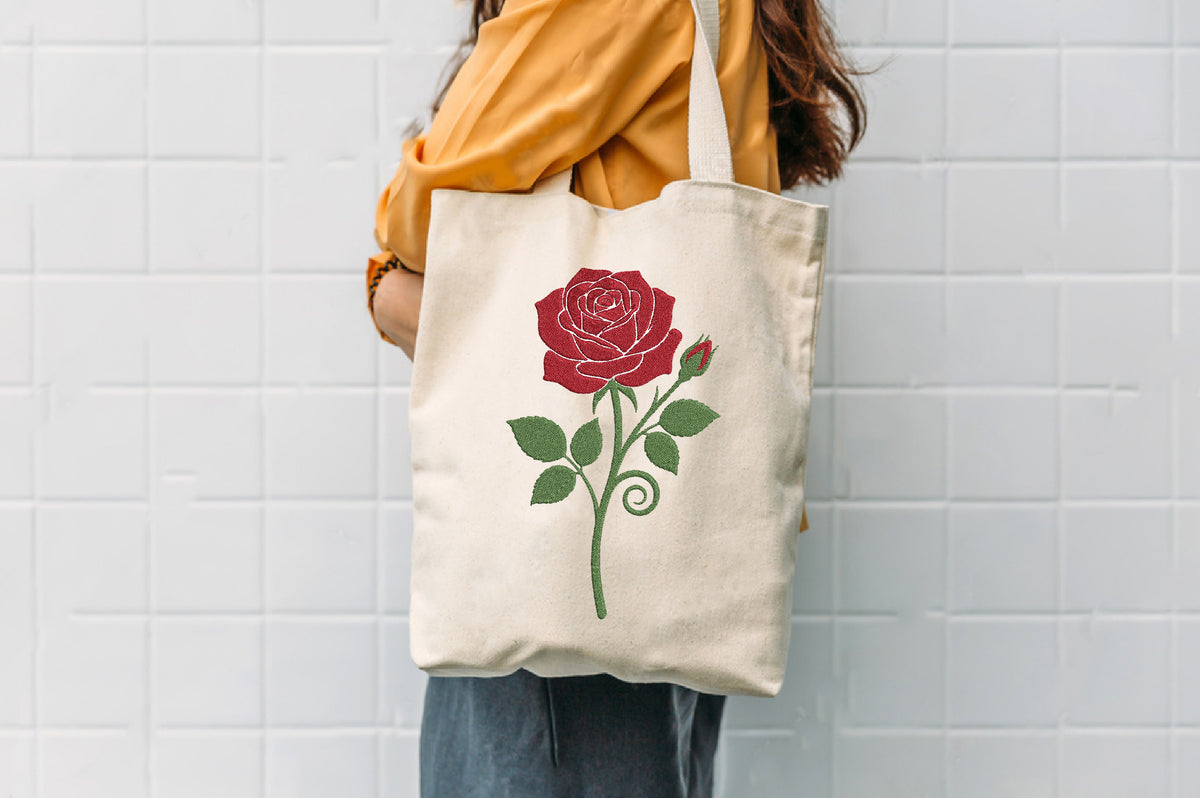 Rose Flower Embroidery Design – Beautiful Rose Machine Embroidery Pattern, Elegant Floral & Botanical Embroidery Design