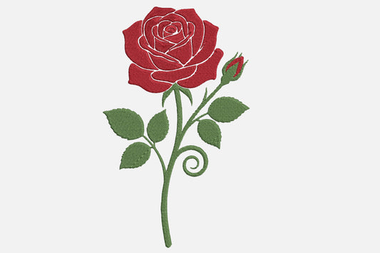 Rose Flower Embroidery Design – Beautiful Rose Machine Embroidery Pattern, Elegant Floral & Botanical Embroidery Design