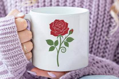 Rose Flower Embroidery Design – Beautiful Rose Machine Embroidery Pattern, Elegant Floral & Botanical Embroidery Design