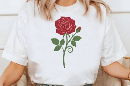 Rose Flower Embroidery Design – Beautiful Rose Machine Embroidery Pattern, Elegant Floral & Botanical Embroidery Design