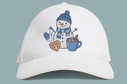 Snowman Embroidery Design – Cute Christmas Snowman Machine Embroidery Pattern, Winter Holiday Embroidery Design