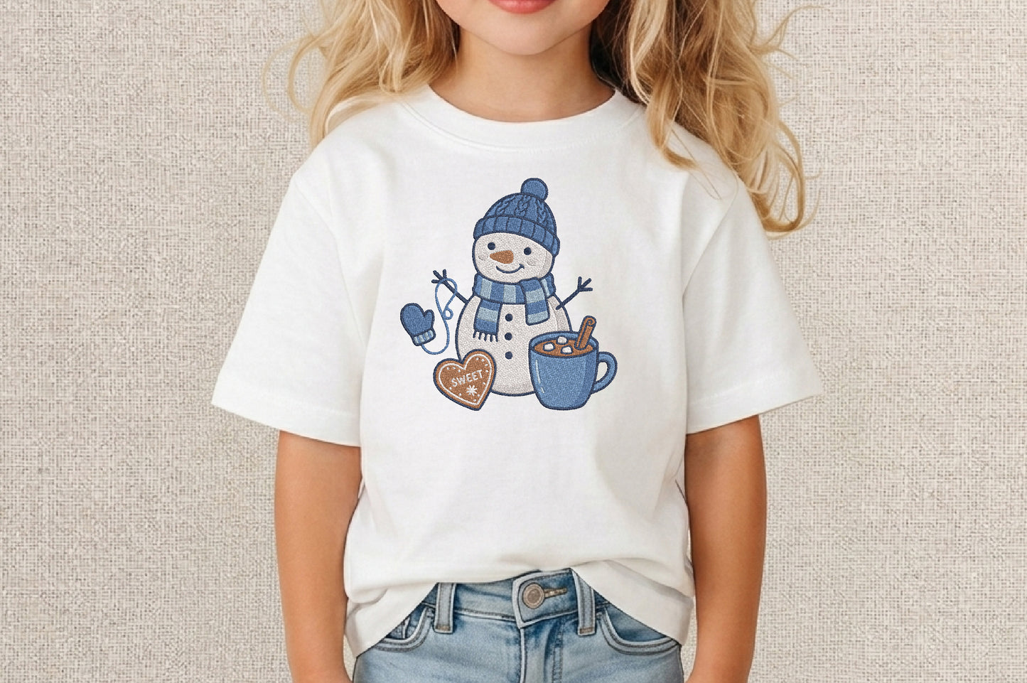 Snowman Embroidery Design – Cute Christmas Snowman Machine Embroidery Pattern, Winter Holiday Embroidery Design