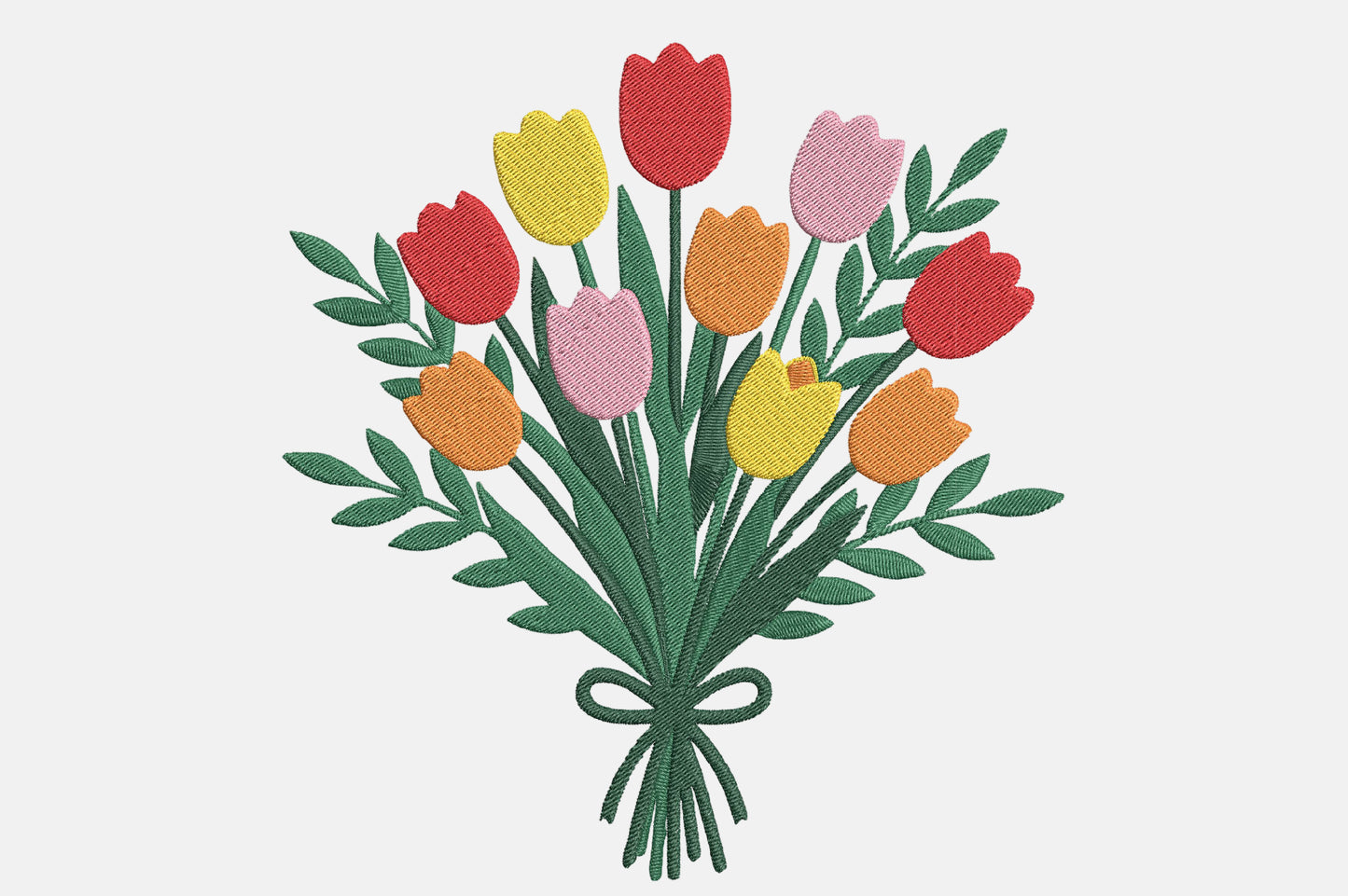 Tulips Flower Embroidery Design – Beautiful Tulip Floral Machine Embroidery Pattern, Elegant Flower Embroidery Design