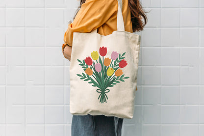 Tulips Flower Embroidery Design – Beautiful Tulip Floral Machine Embroidery Pattern, Elegant Flower Embroidery Design