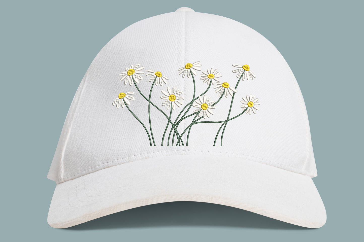 White Daisies Embroidery Design – Beautiful White Daisy Floral Machine Embroidery Pattern, Elegant Flower Embroidery Design