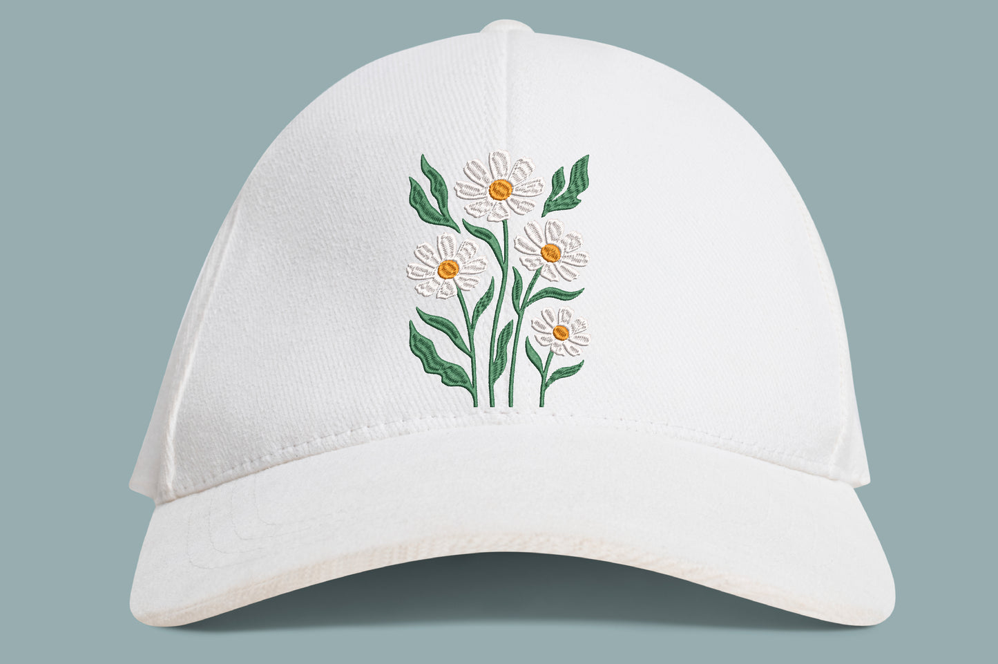 White Flowers Embroidery Design – Beautiful White Floral Machine Embroidery Pattern, Elegant Botanical Flower Embroidery Design